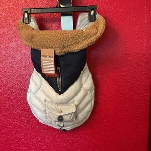 Arcadia Trail Gray Adjustable Dog coat and harness, medium 23-27”